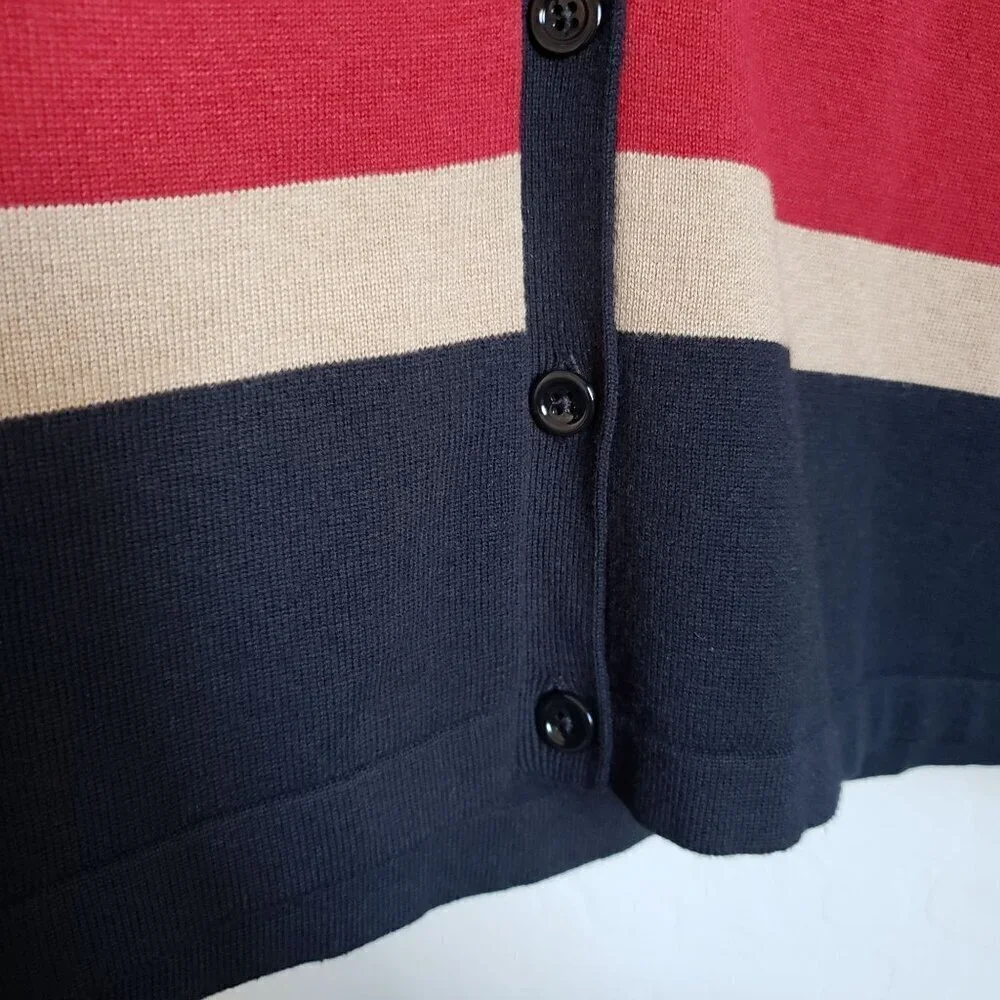 Talbots V-Neck Button Front Colorblock Cardigan Sweater Burgundy Women's 2X Plus